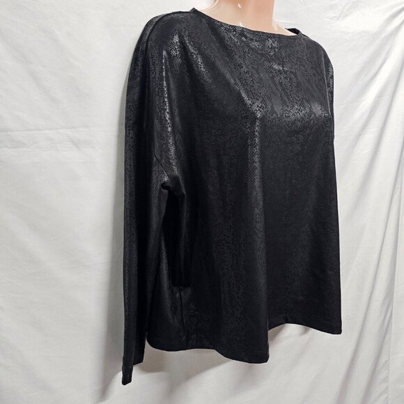 All Saints Faux Leather Oversized Short Top Blouse Shirt Women Size XS Black - Picture 11 of 12